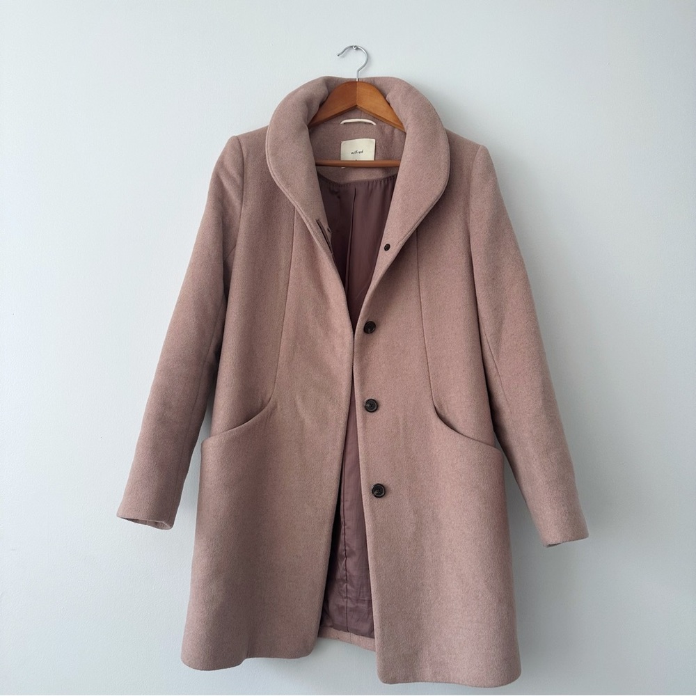 Aritzia Wilfred Taupe Light Brown Cocoon Wool Cashmere Lined Warm Capsule Coat M